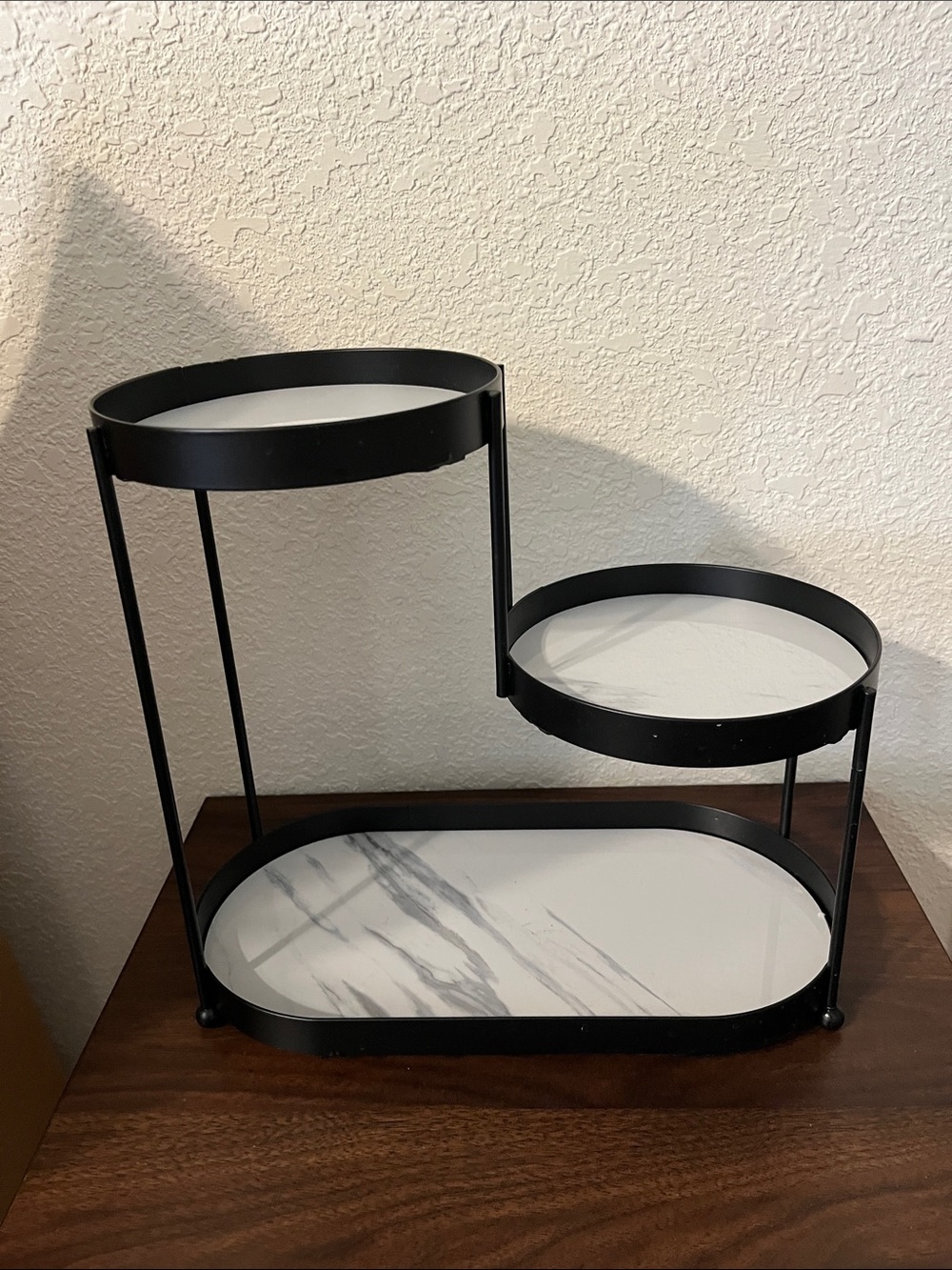 Black Marble-Pattern 3-Tier Bathroom Organizer Stand